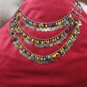 Multicolor Beaded Coin Necklace